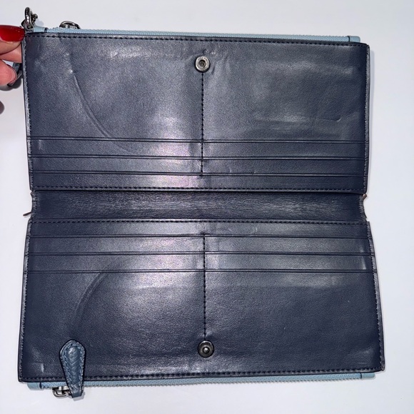 Coach Sky Blue Leather Wristlet - Picture 7 of 10